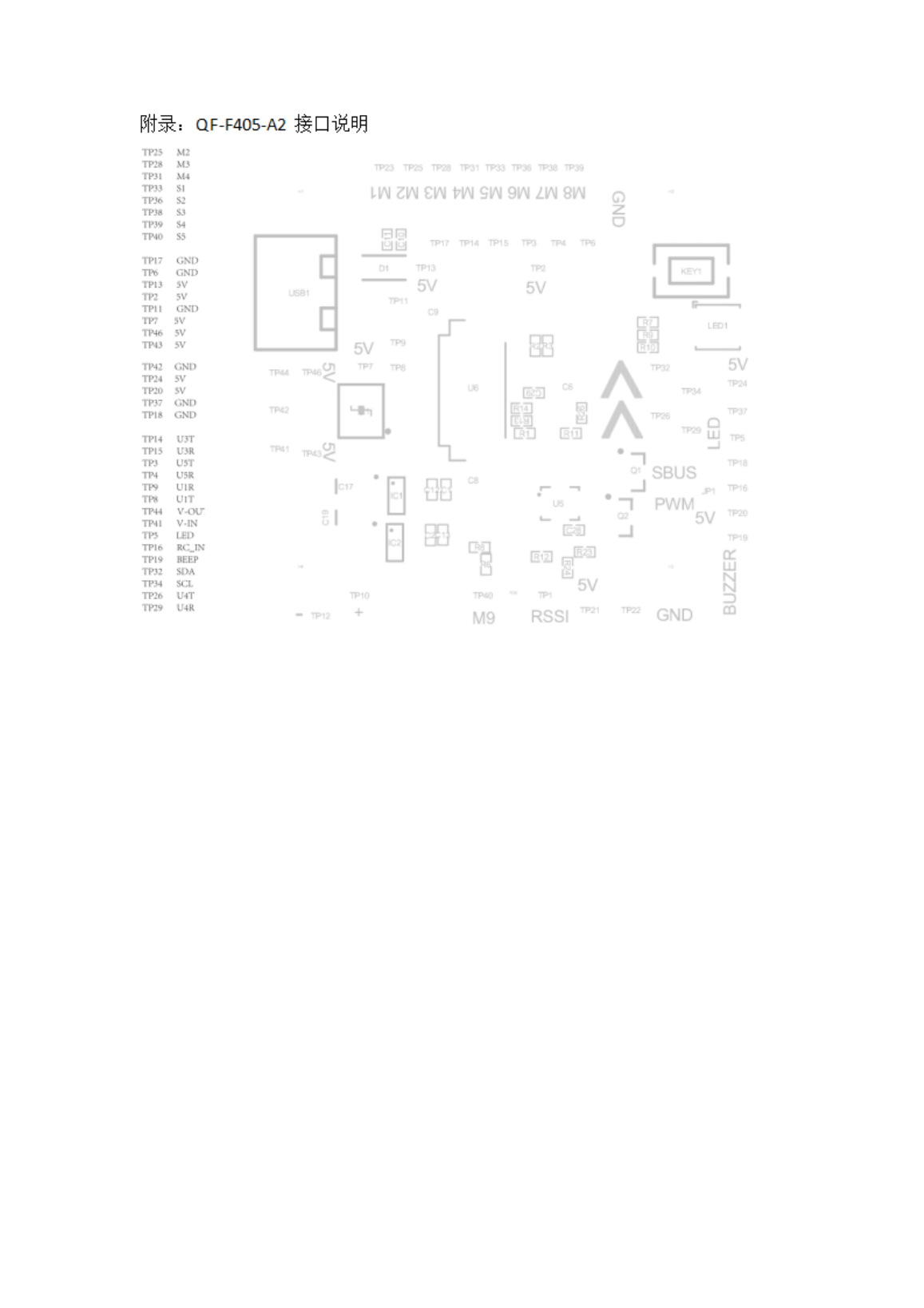 QF-F405-A2 flight controller specification sheet page 5